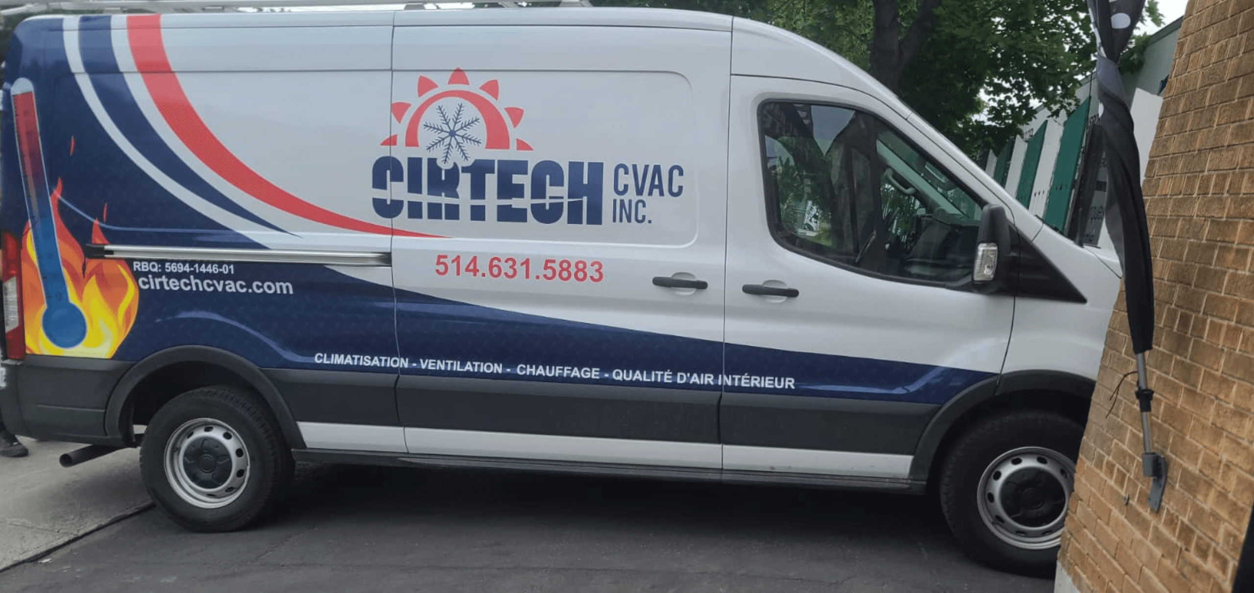 Cintech CVAC van with blue and red fleet lettering